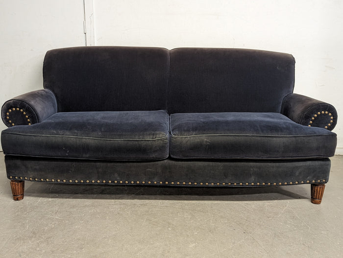 Grand Dark Blue Velvet Sofa