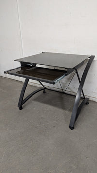 35.5"W EQ3 Modern Glass-Top Desk