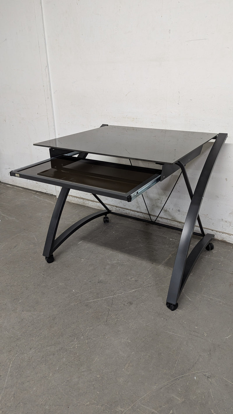 35.5"W EQ3 Modern Glass-Top Desk