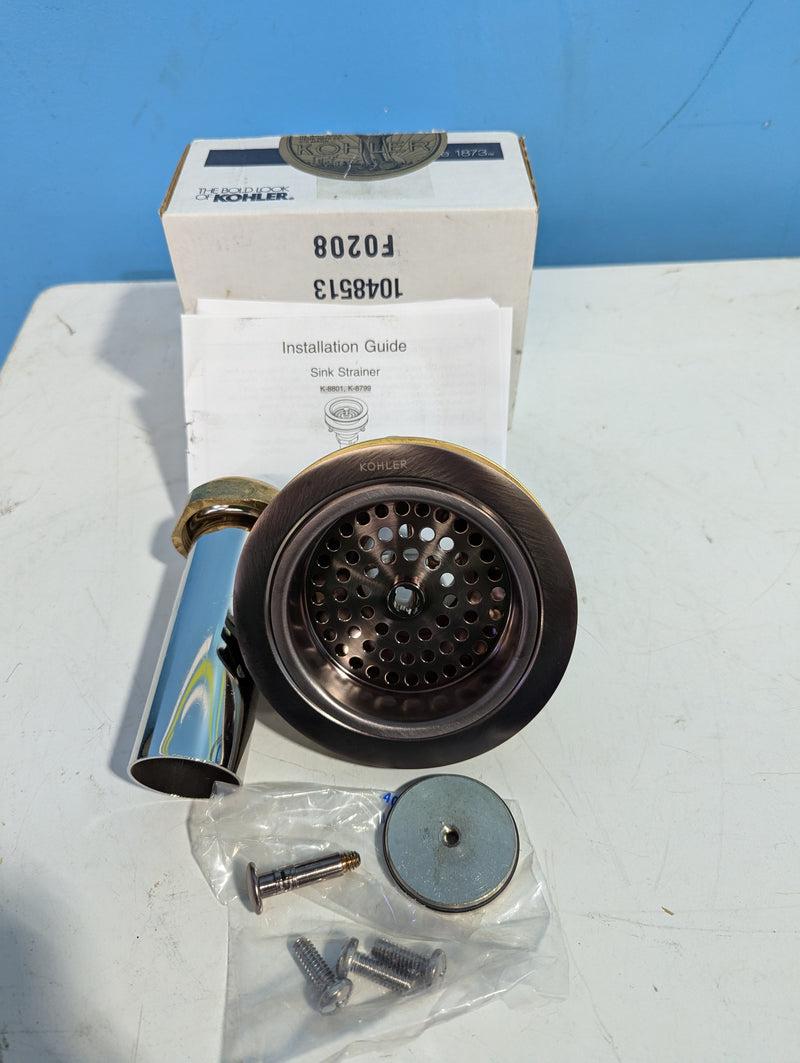 KOHLER Duostrainer 4-1/2 in. Sink Strainer with Tailpiece in Brazen Bronze