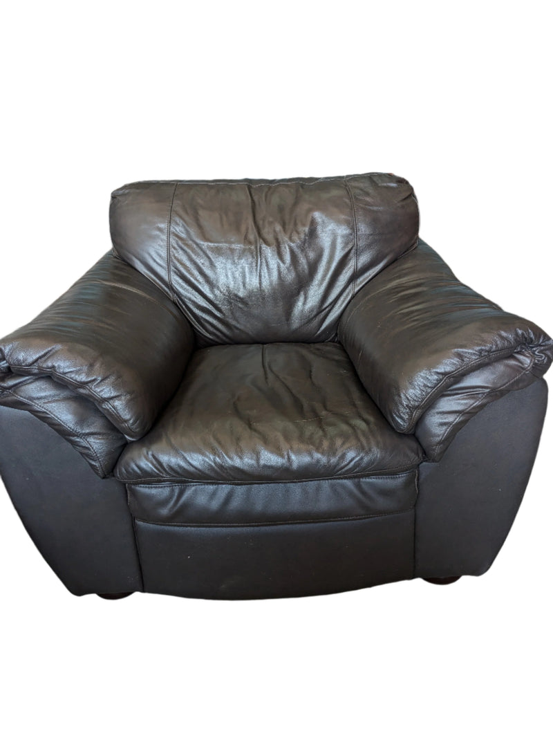 Dark Brown Genuine Leather Armchair