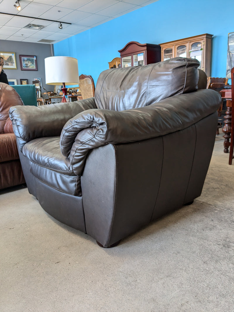 Dark Brown Genuine Leather Armchair