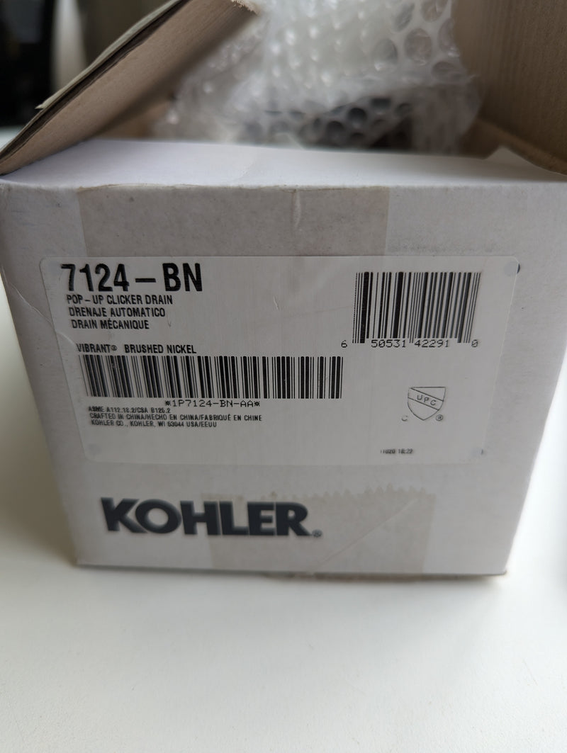 KOHLER Brushed Nickel Pop-Up Clicker Drain without overflow K-7124-BN