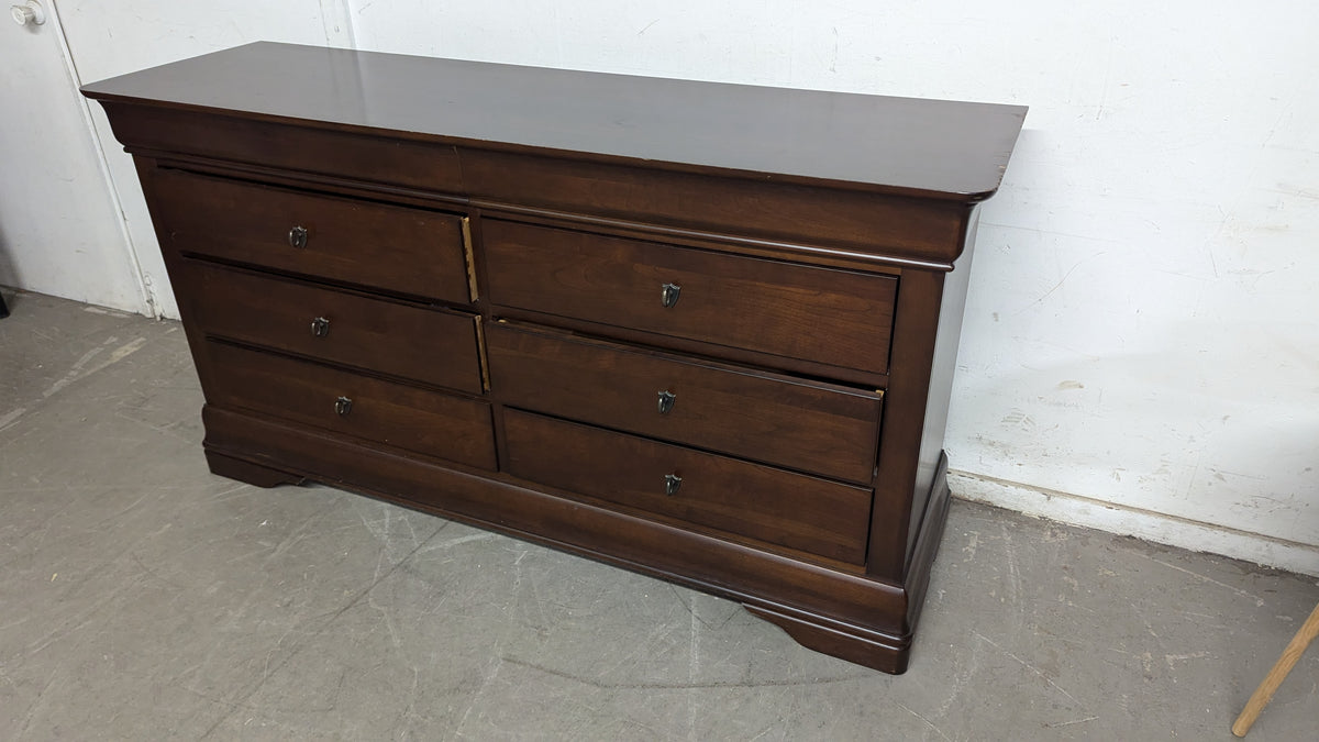 68"W Dark Chestnut Chest of Drawers