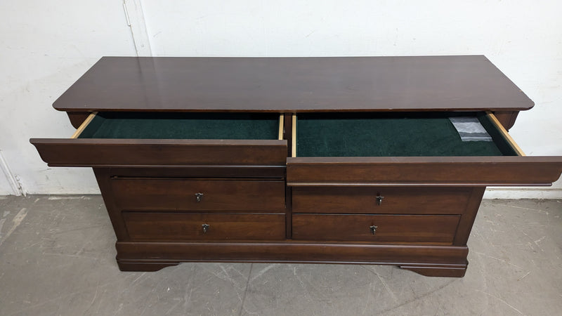 68"W Dark Chestnut Chest of Drawers