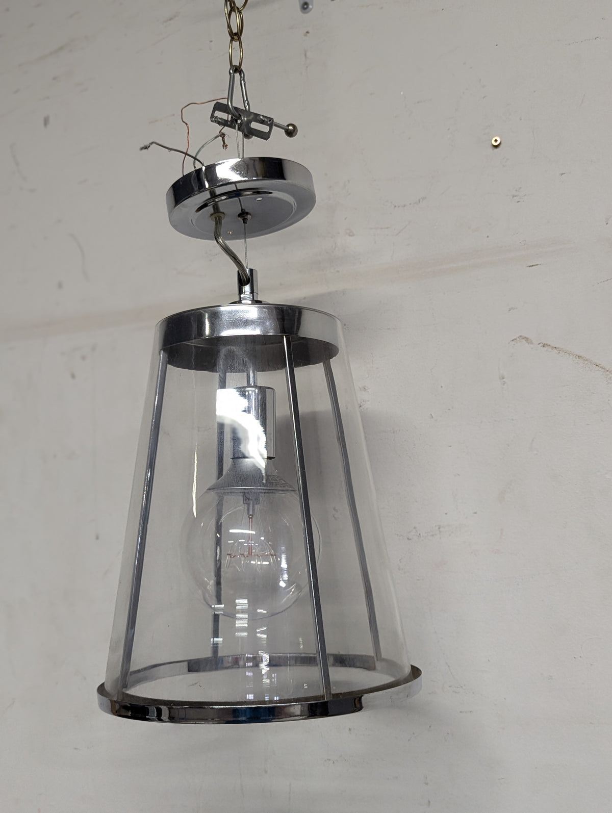 Brushed Nickel & Glass Pendant Light