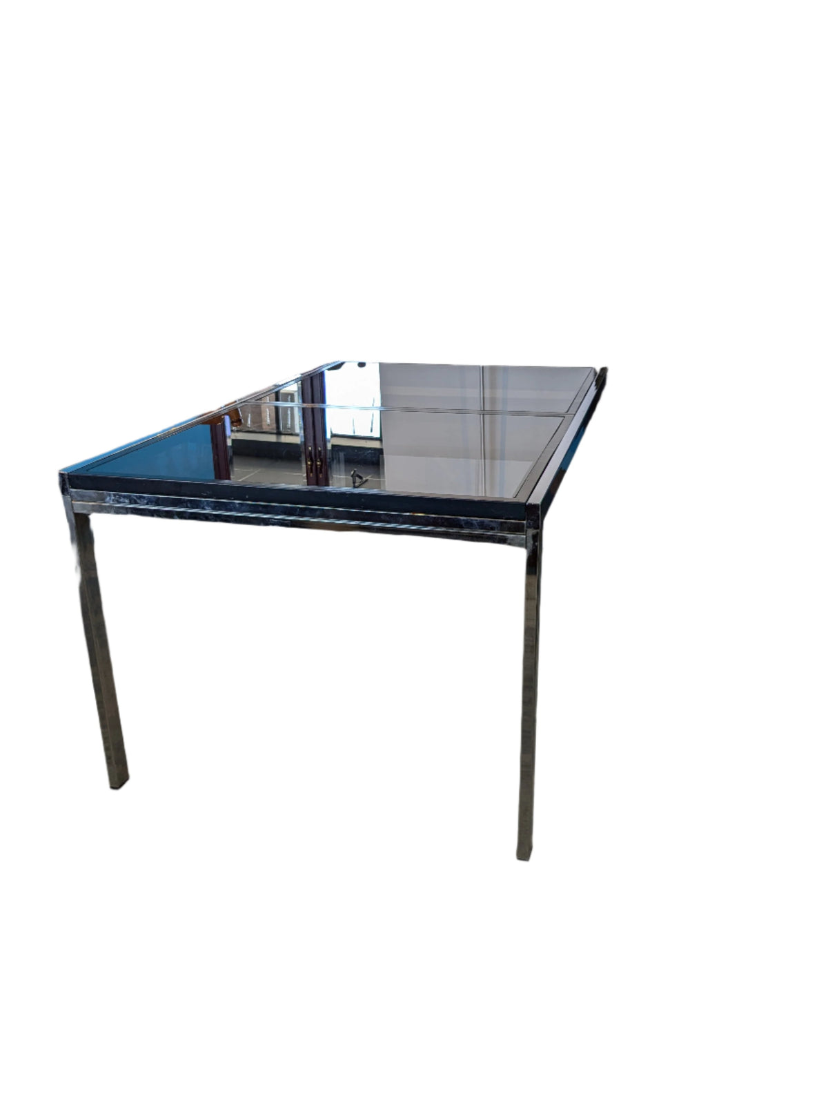 Modern Chrome And Glass Extension Dining Table