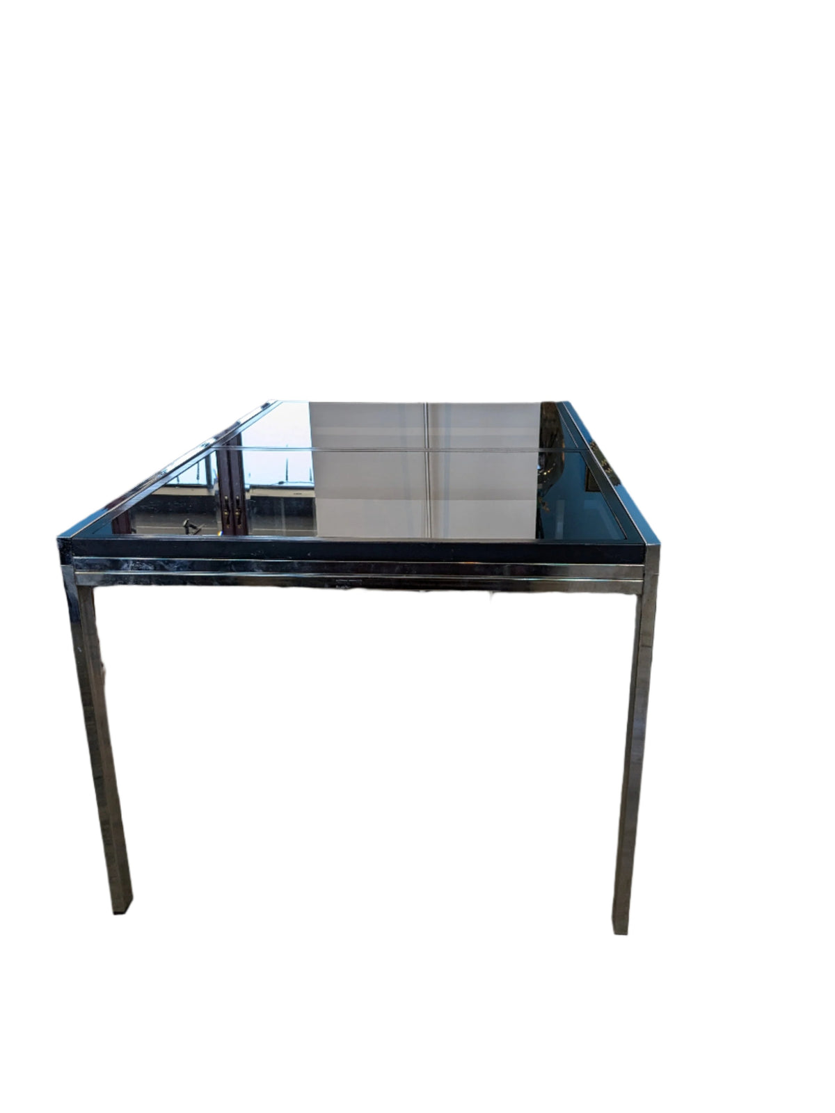 Modern Chrome And Glass Extension Dining Table