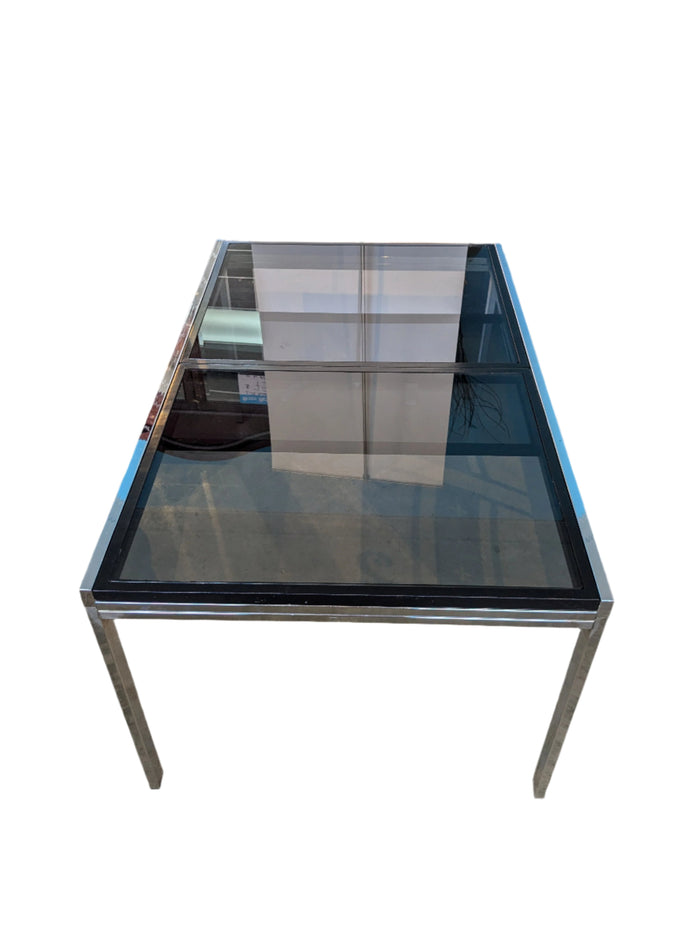 Modern Chrome And Glass Extension Dining Table