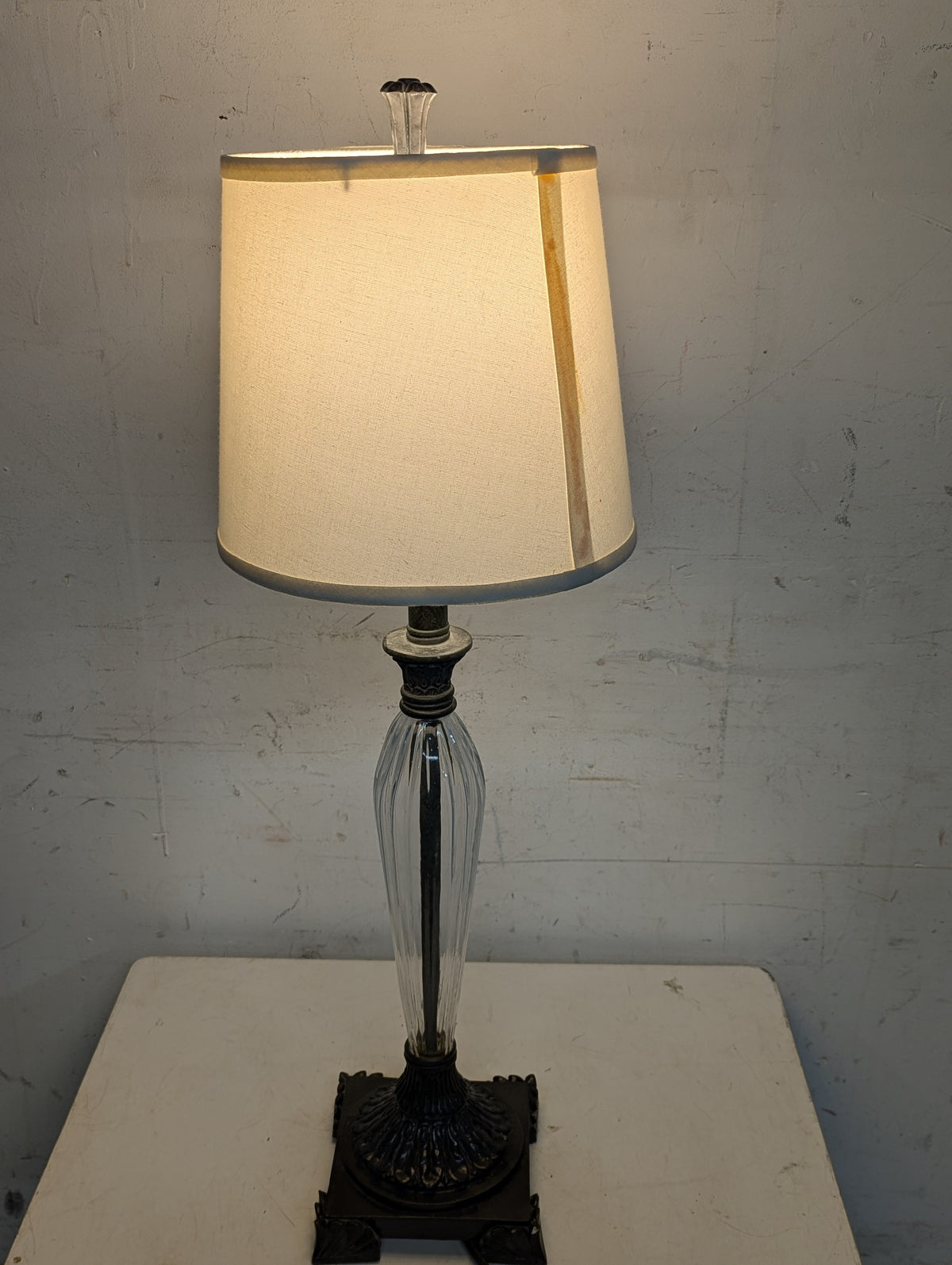 Vintage Art Deco Style Metal/Glass Table Lamp with Shade