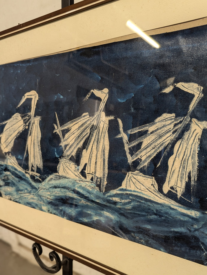 Ships In The Storm Framed Artwork