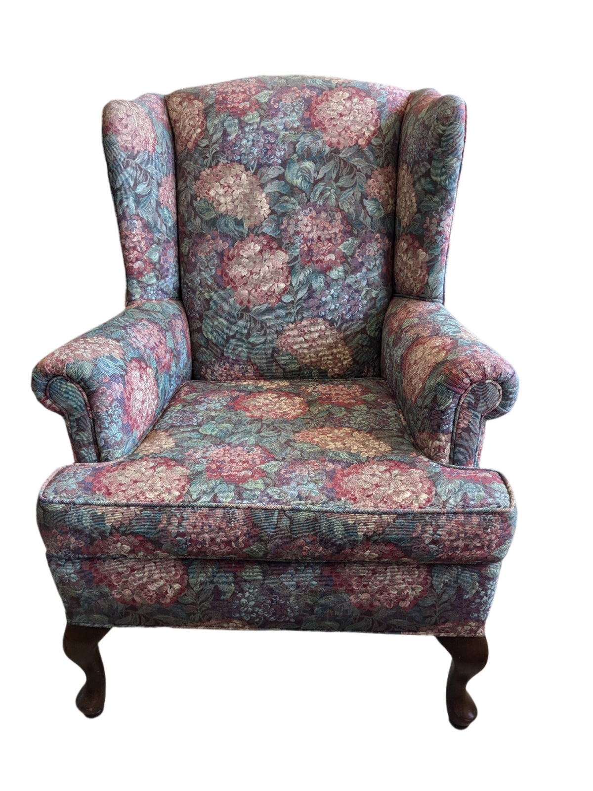 Pink Floral Pattern Wing Chair