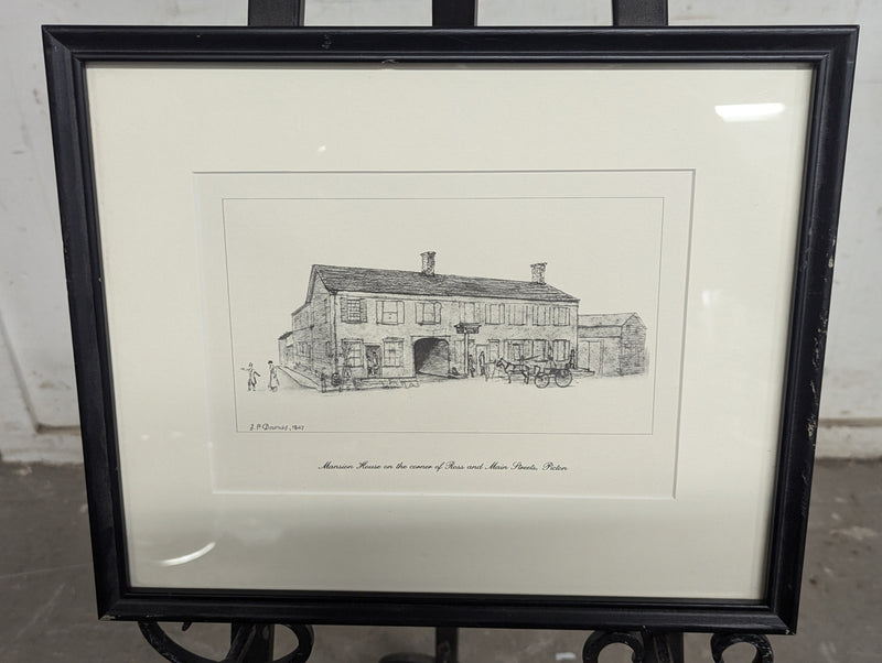 John Pepper Downes Framed Sketch Print of Mansion House in 1847