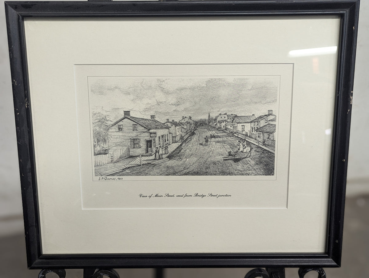 John Pepper Downes Framed Sketch Print of Main Street Picton,ON in 1847