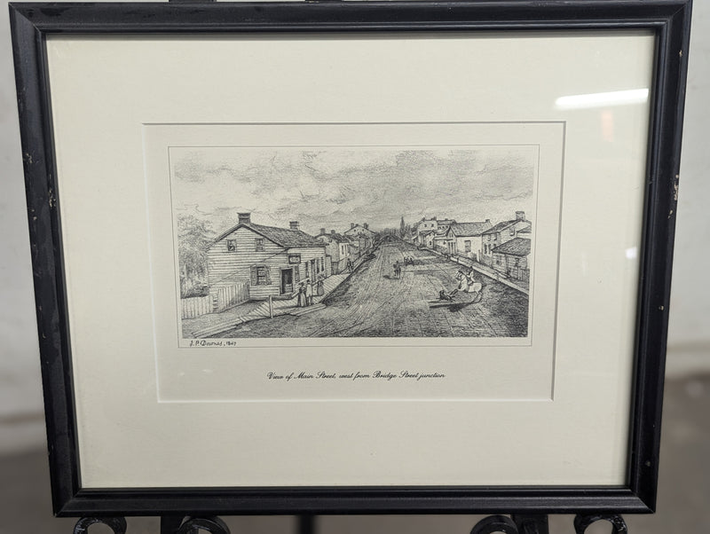 John Pepper Downes Framed Sketch Print of Main Street Picton,ON in 1847