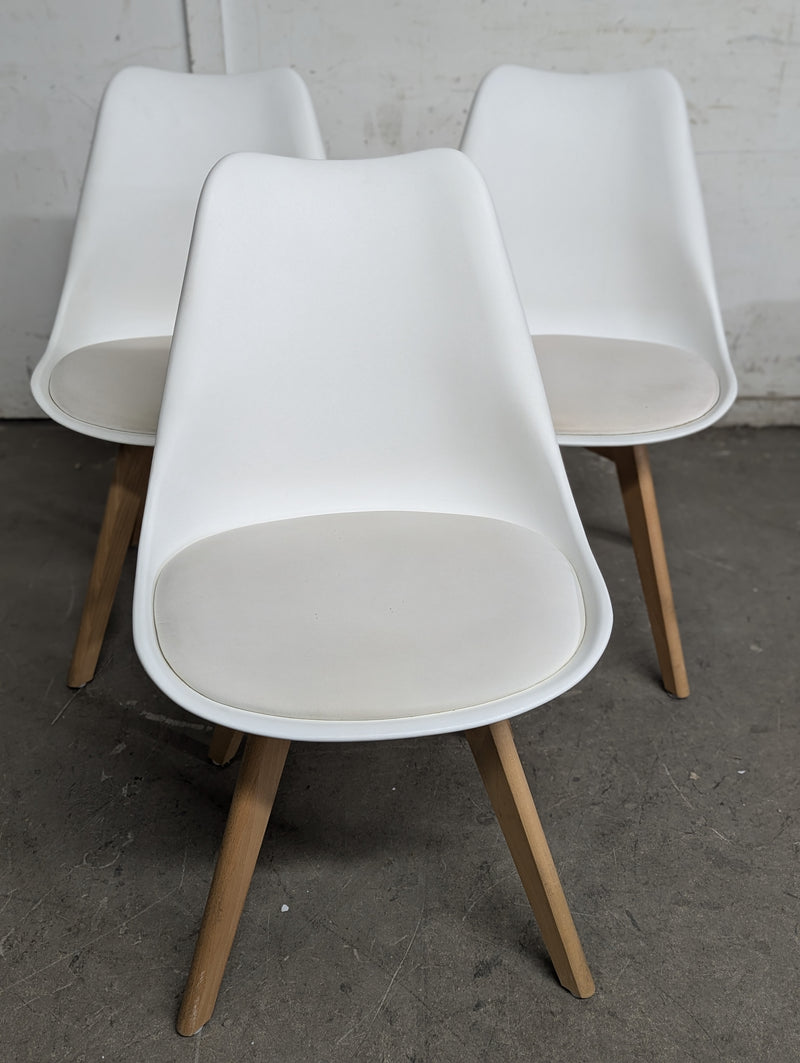 OLIXIS Set of 3 Dining/Kitchen Mid-Century White Modern Chairs