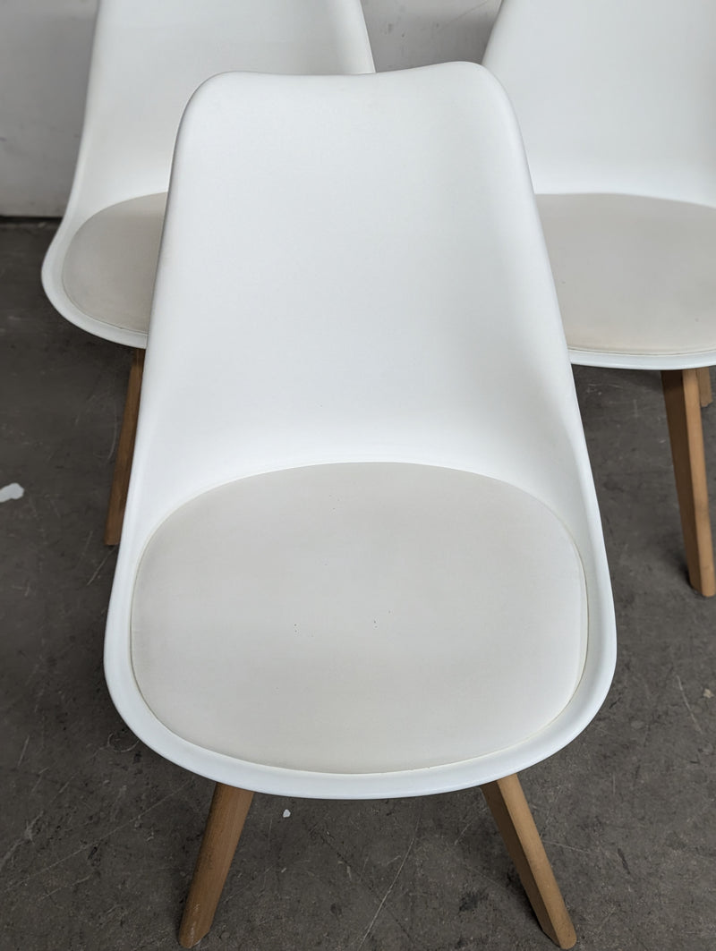 OLIXIS Set of 3 Dining/Kitchen Mid-Century White Modern Chairs