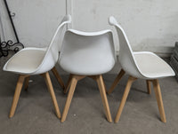 OLIXIS Set of 3 Dining/Kitchen Mid-Century White Modern Chairs