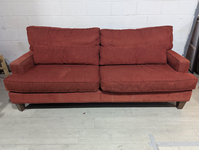 85"W Red Corduroy Sofa