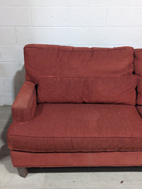 85"W Red Corduroy Sofa