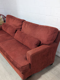 85"W Red Corduroy Sofa