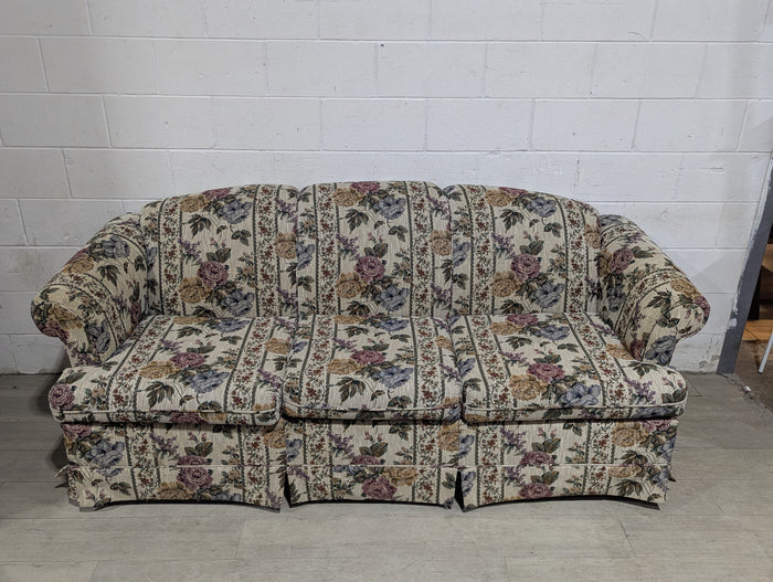 85"W Vintage 3-Seat Floral Sofa