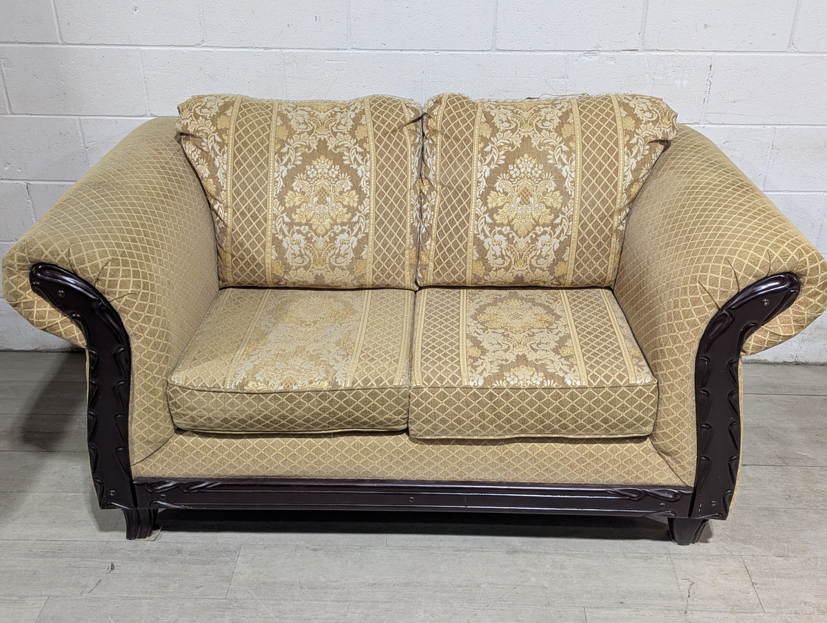 68"W Beige Patterned Loveseat