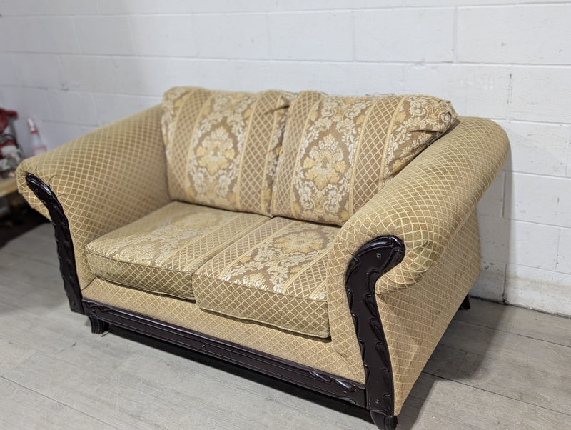 68"W Beige Patterned Loveseat