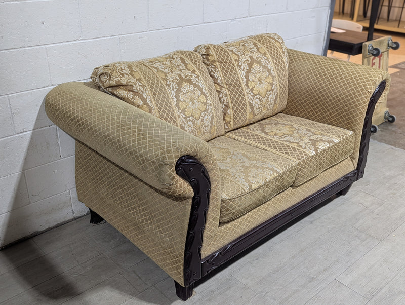 68"W Beige Patterned Loveseat