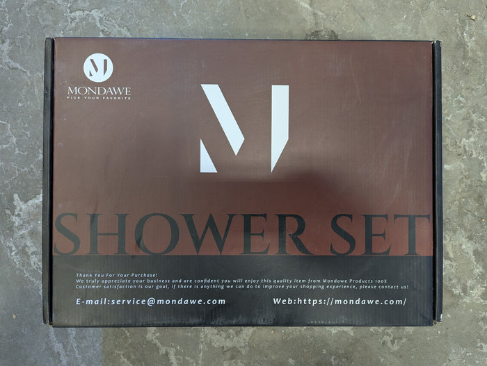 MONDAWE 10" Shower System in Gun Black, Ceiling Mounted Round Shower Head with Handheld Shower, High Pressure Bathroom Shower Set with Rough-in Valve