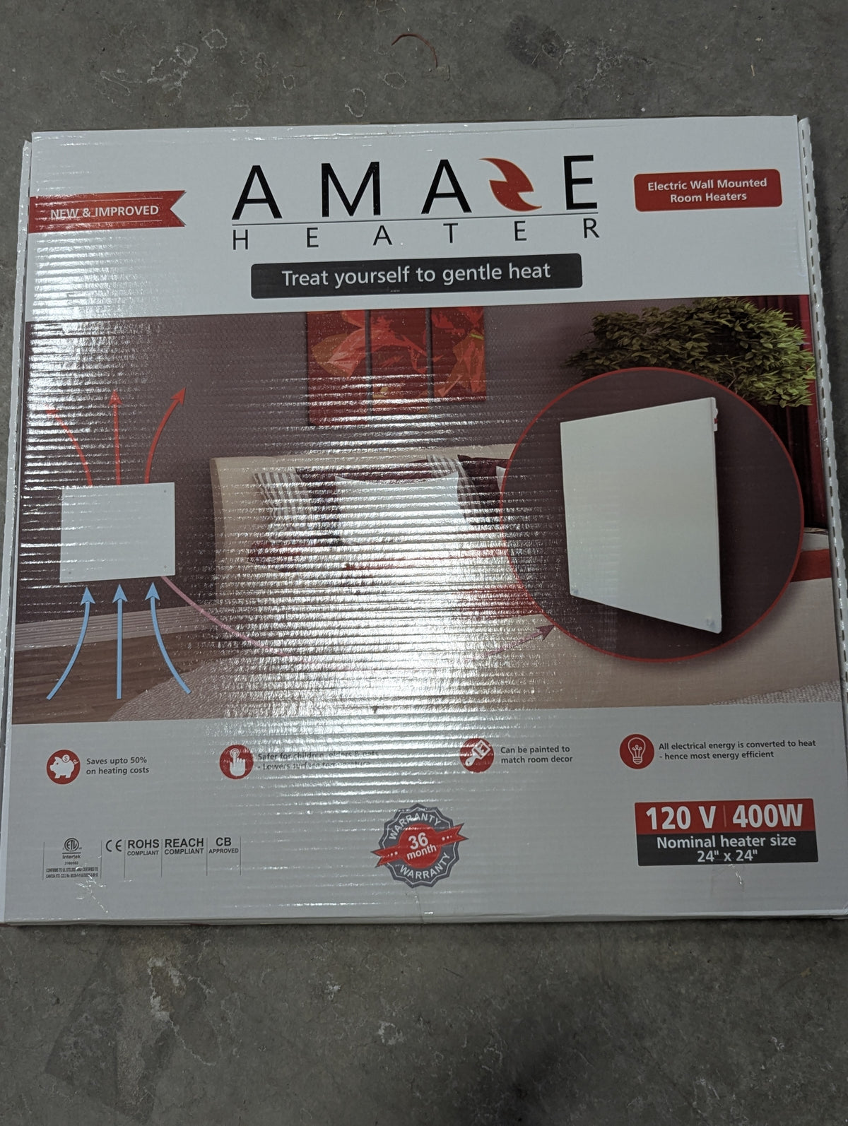 AMAZE HEATER 400-Watt Ceramic Electric Wall Mounted Room Heater