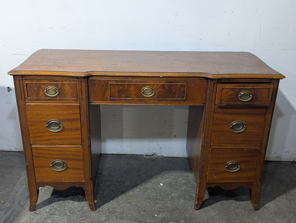 49"W Antique Mahogany Kneehole Desk