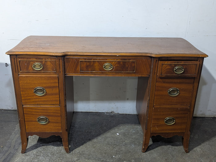 49"W Antique Mahogany Kneehole Desk