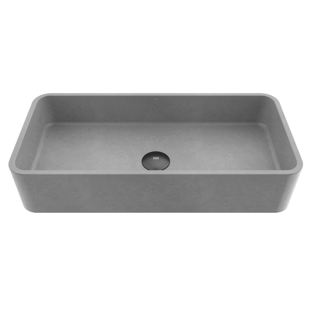 Palazzo 24x11x4 Concreto Stone Rectangular Vessel Bathroom Sink