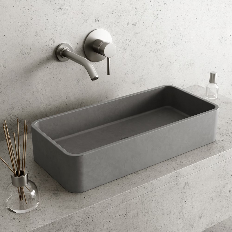 Palazzo 24x11x4 Concreto Stone Rectangular Vessel Bathroom Sink