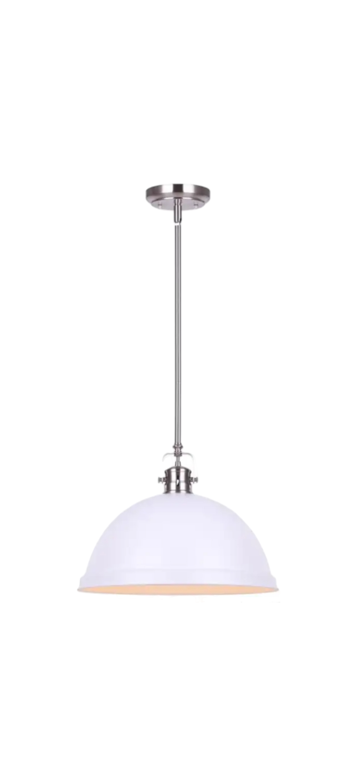 Matte White and Brushed Nickel Pendant Light