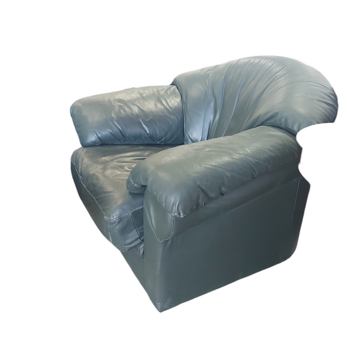 44.5"W Dark Green Leather Sofa Seat