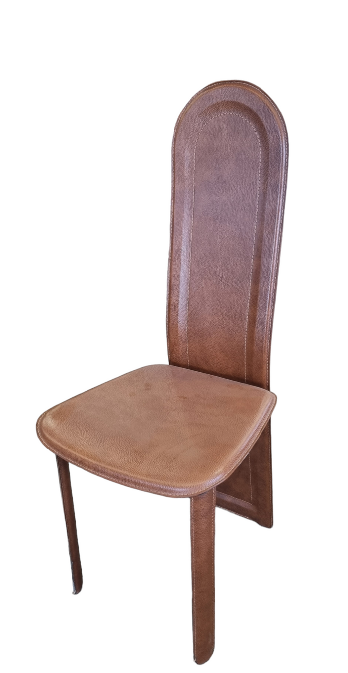 Brown Leather Italian Dining Chair