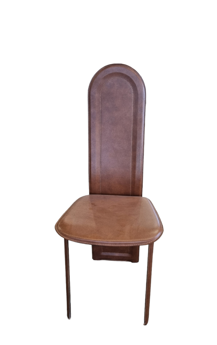 Brown Leather Italian Dining Chair