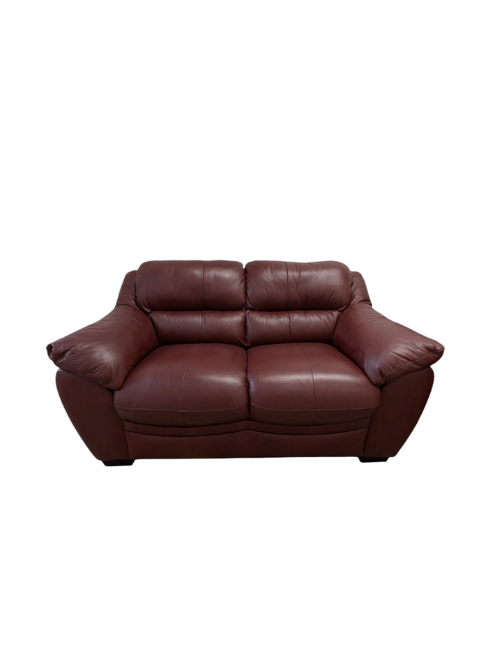 Maroon Leather Loveseat