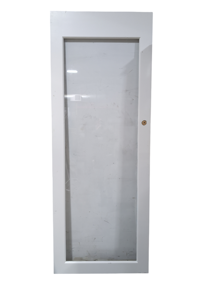 36"W x 95"H White and Grey Wooden Patio Door w/ Glass