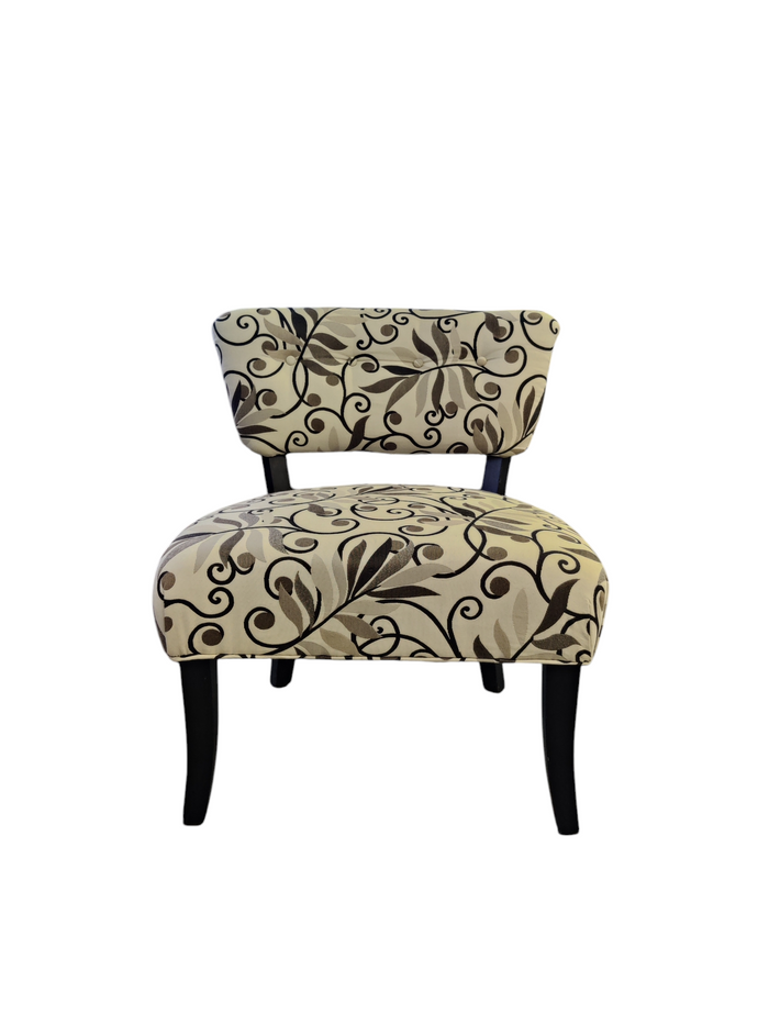 Leaf Motif Beige Accent Chair