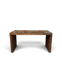 Grass Woven Console Table with Glass Top