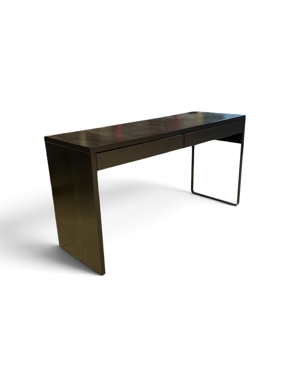 Modern Black Office Desk with 2 Drawers