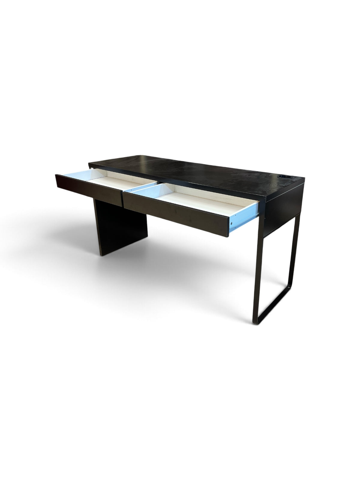 Modern Black Office Desk with 2 Drawers