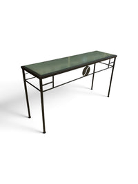 Console Table with Black Metal Frame  and Wood Top
