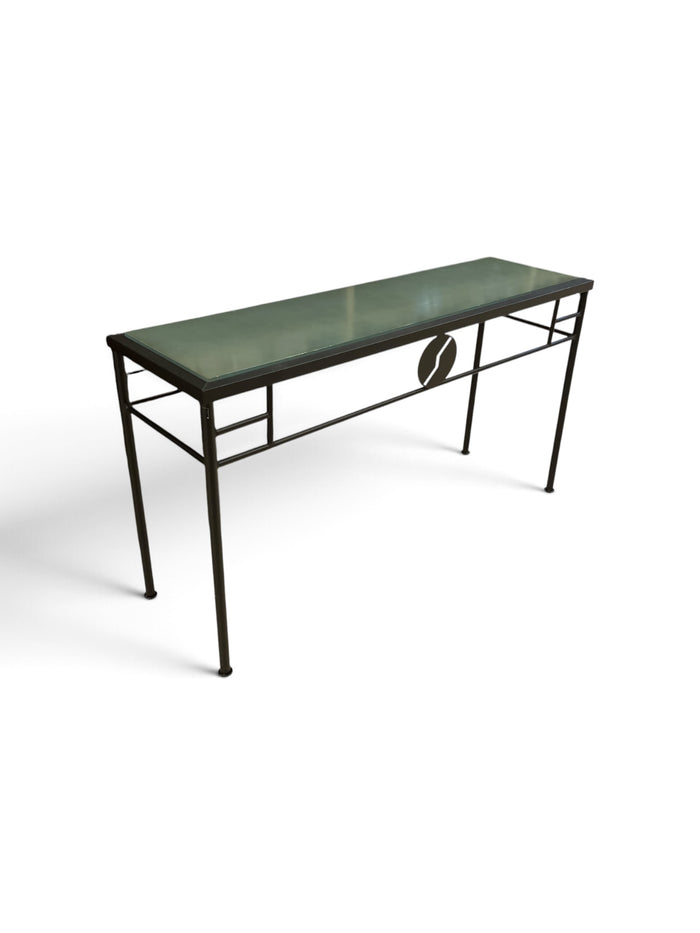 Console Table with Black Metal Frame  and Wood Top