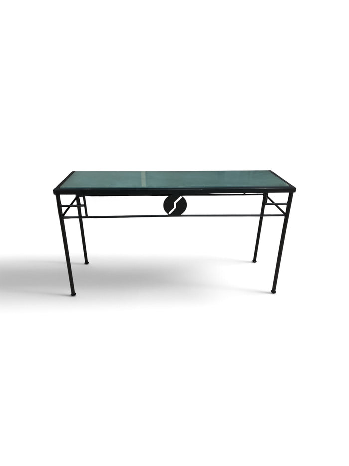 Console Table with Black Metal Frame  and Wood Top