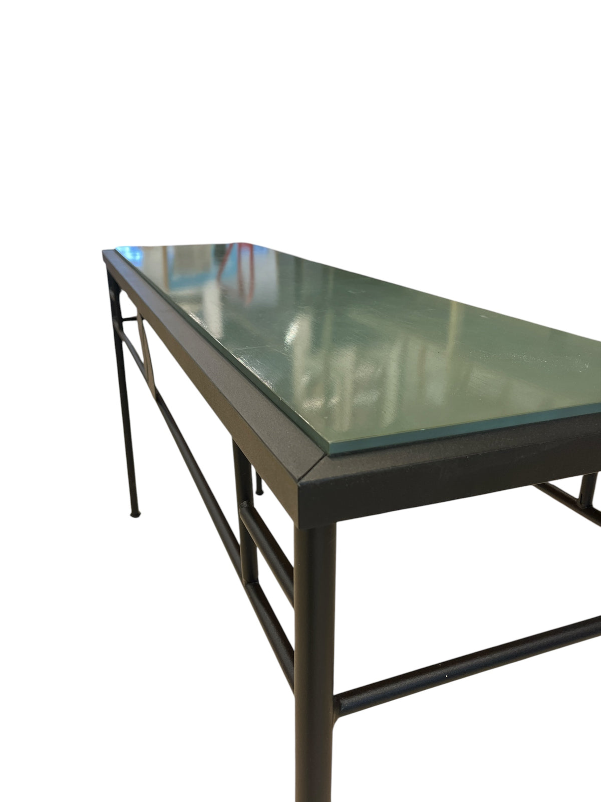 Console Table with Black Metal Frame  and Wood Top