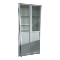 White Glass Door Bookcase w/ Glass Inserts